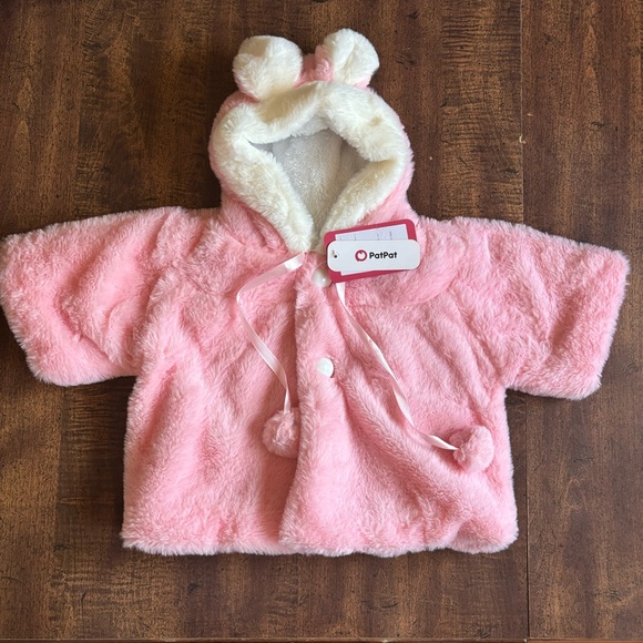NWT PatPat 12-18 months Pink & White Bunny rabbit Coat Jacket - Picture 3 of 6